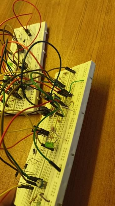 Breadboard with the charging and protection circuit under test